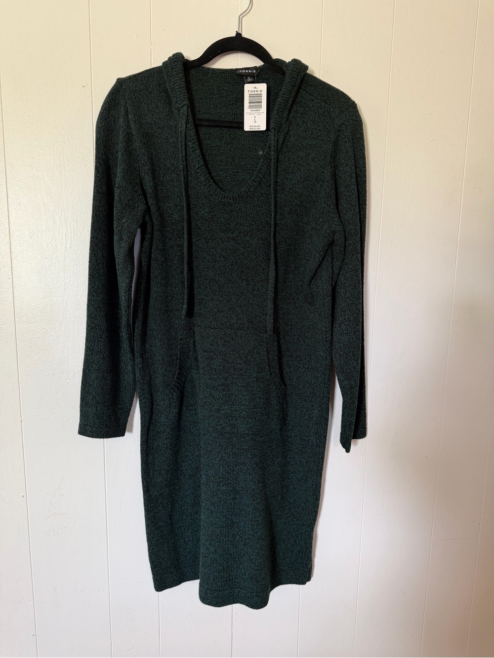 torrid Dark Green Long Sleeve Hooded Sweater Dress